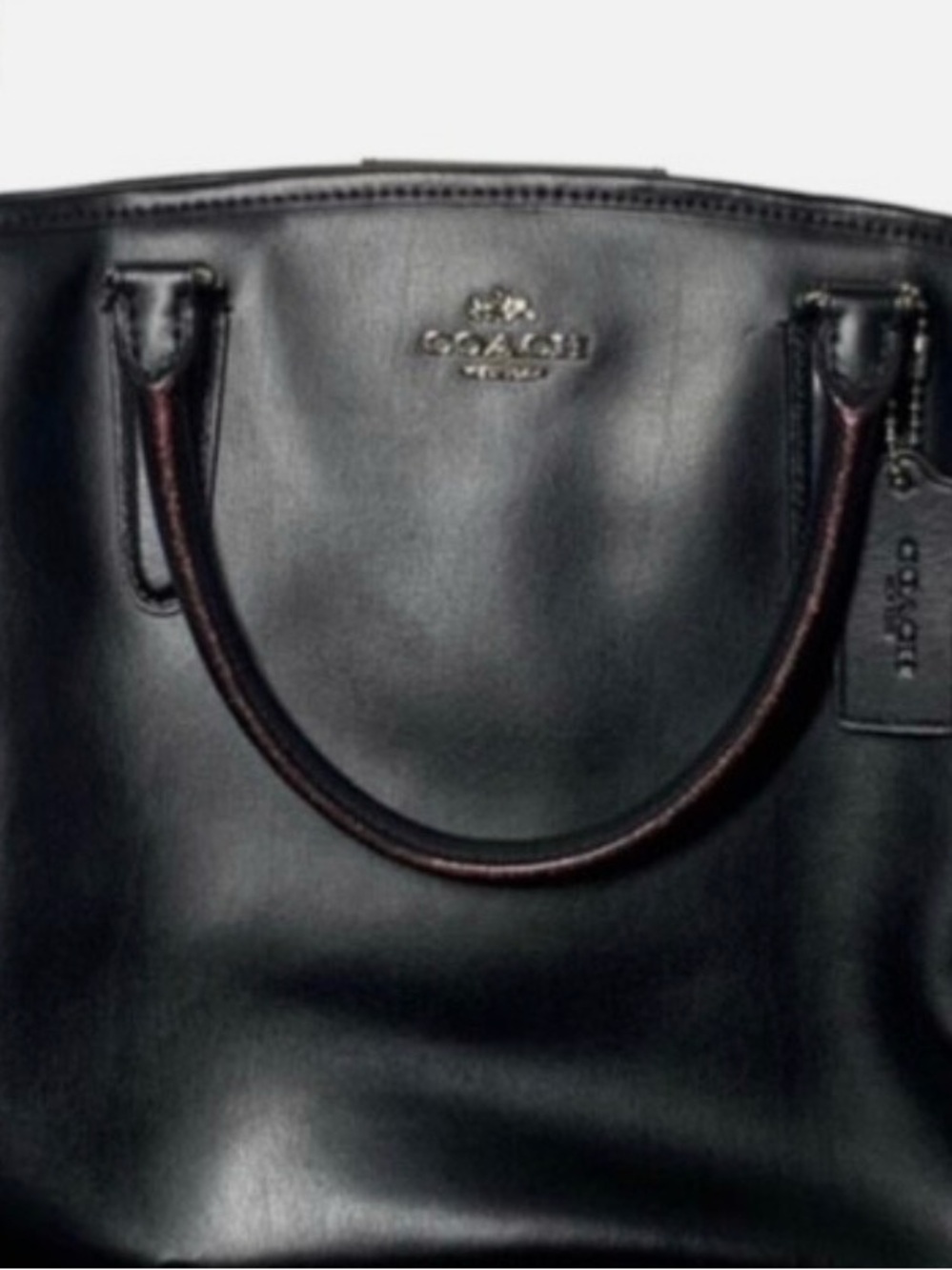 Black Coach Rose Floral Top Handle Satchel